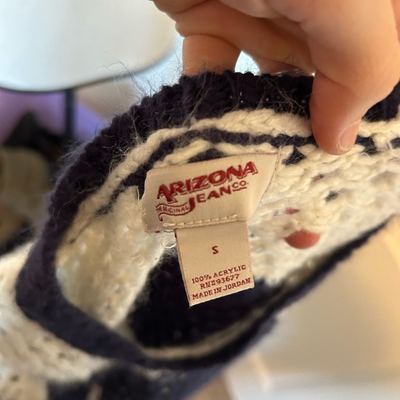 Arizona jeans, navy blue and white striped crewneck crochet sweater - Picture 3 of 3